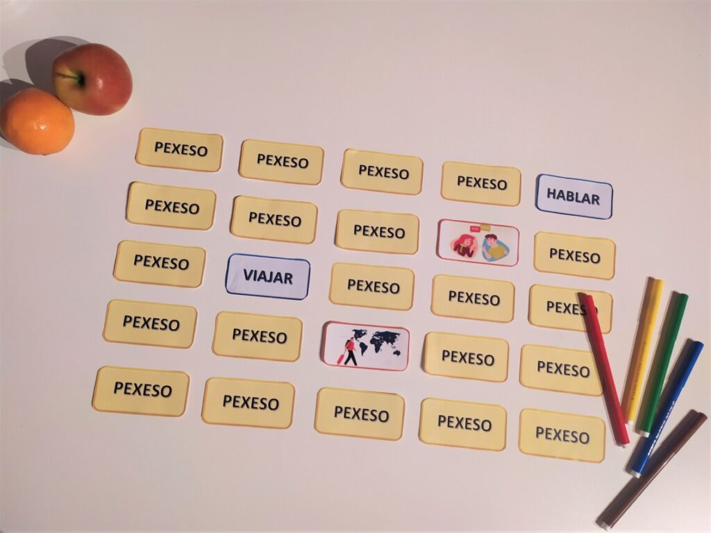 Pexeso game learning vocabulary