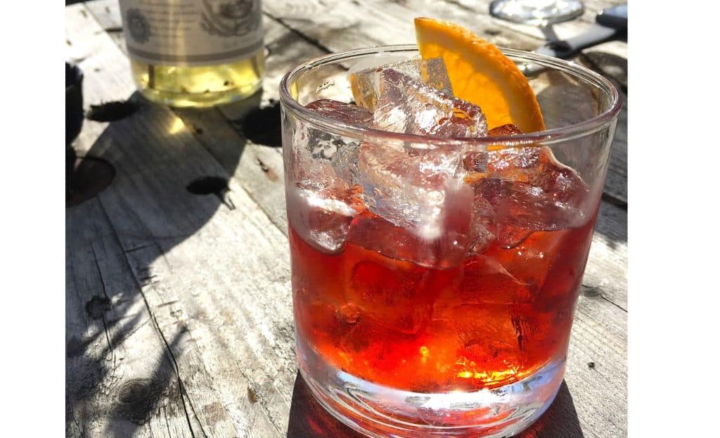 Negroni drink with ice in Florence