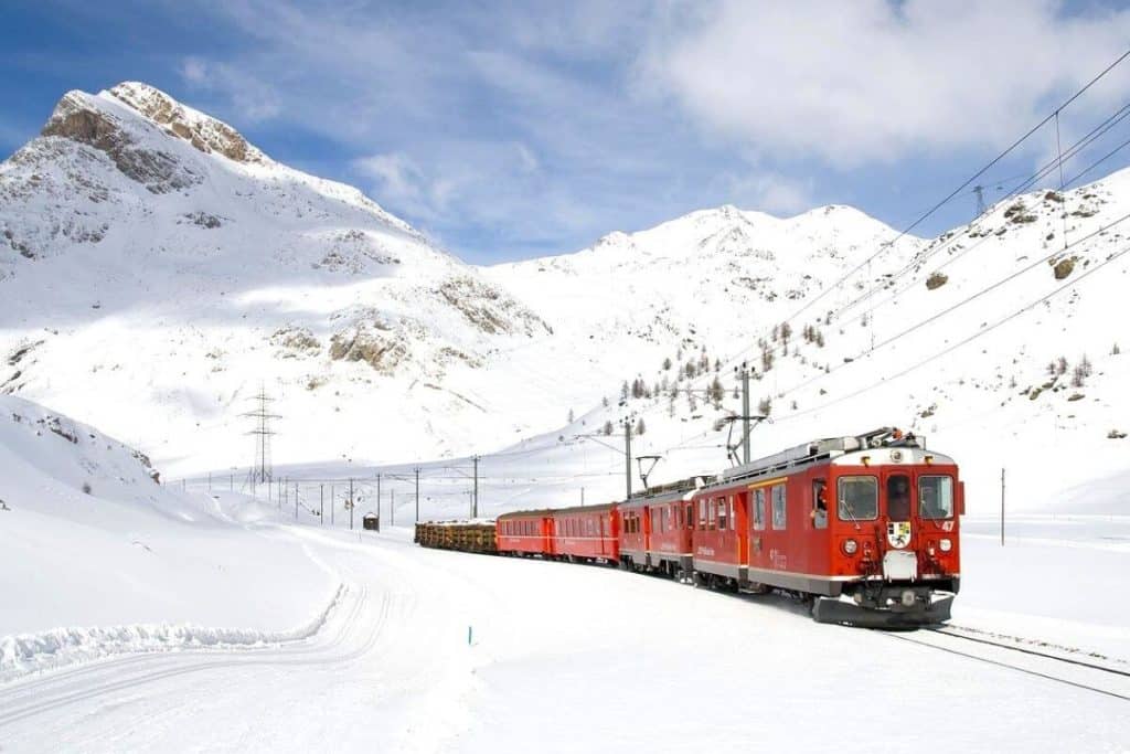 Bernina Express route in winter