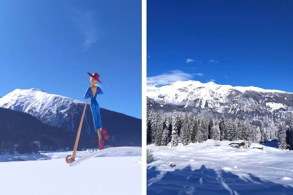 Davos lake walk in winter