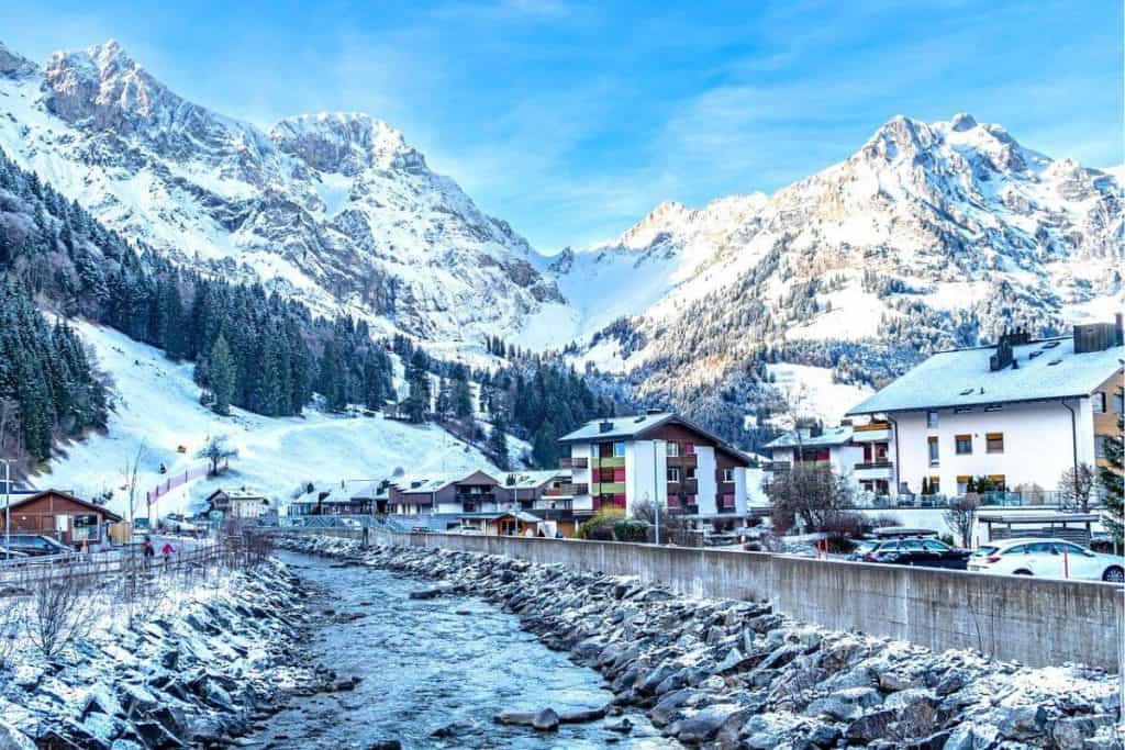 Engelberg mountain town in winter