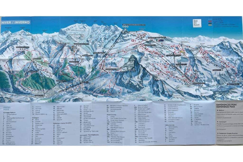 skiing in Zermatt map