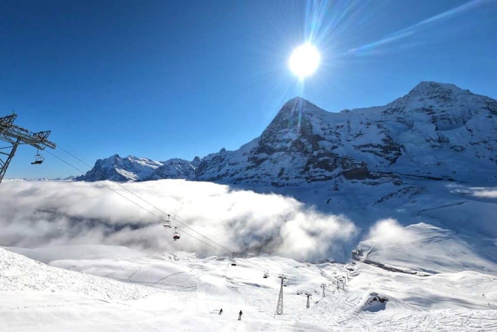 skiing in the Jungfrau region Eiger mountain in winter