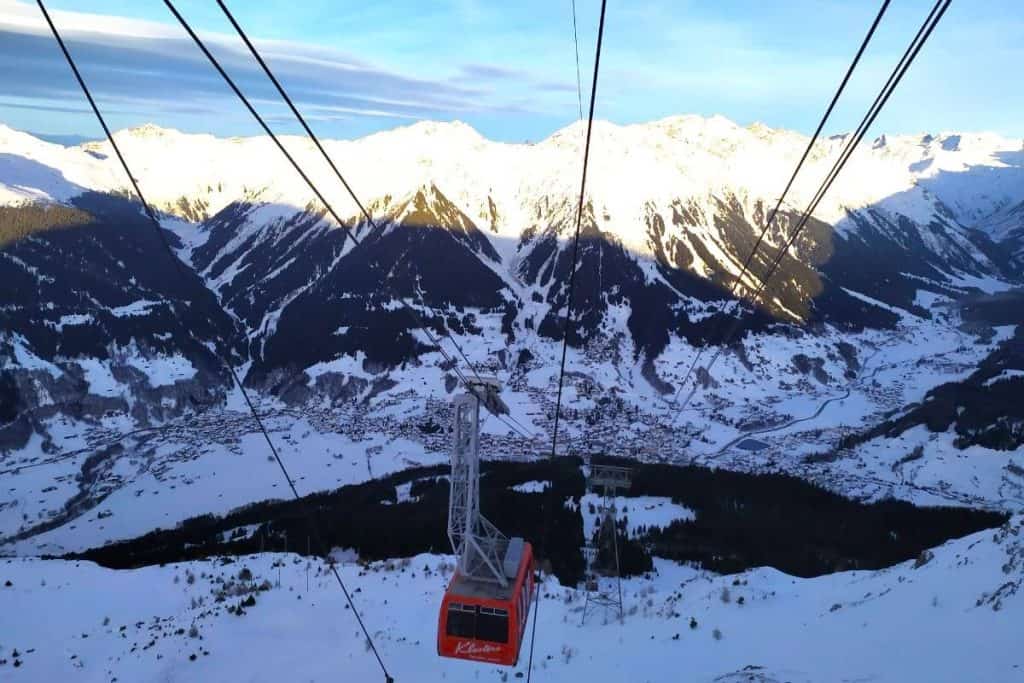 views of Klosters in winter ski resort
