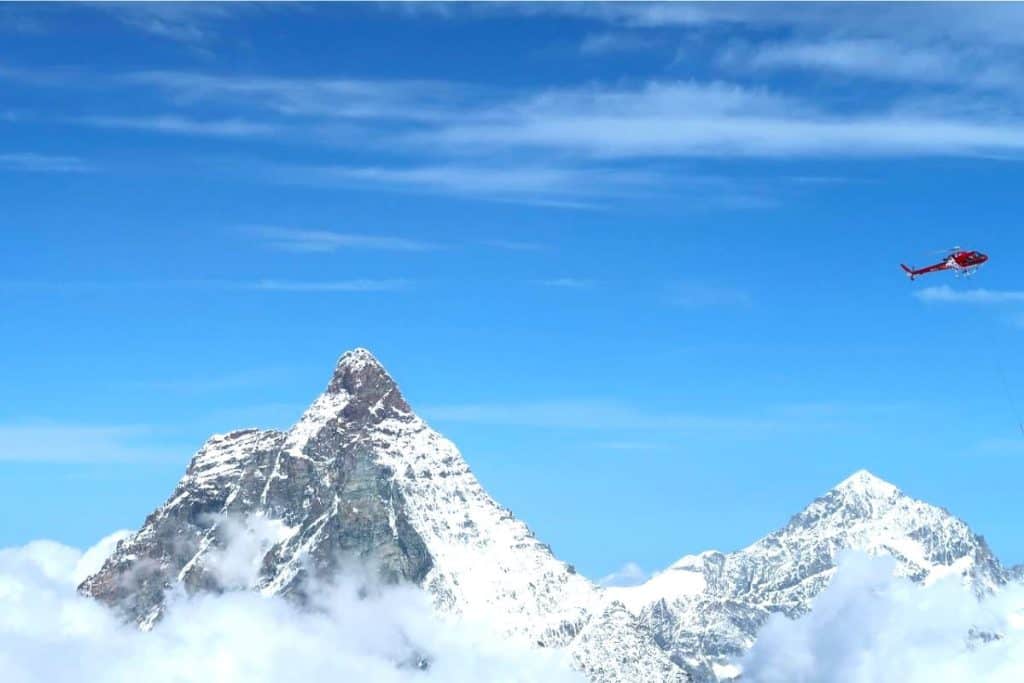 winter helicopter ride in Zermatt around Matterhorn