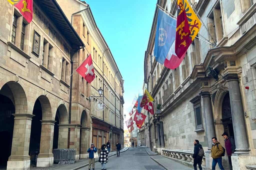 Geneva in winter Old Town streets