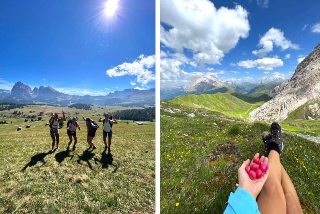 dolomites in summer alpe di siusi picnic time