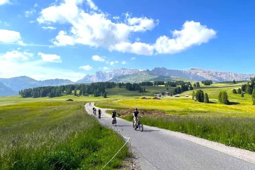 dolomites in summer biking in alpe di siusi